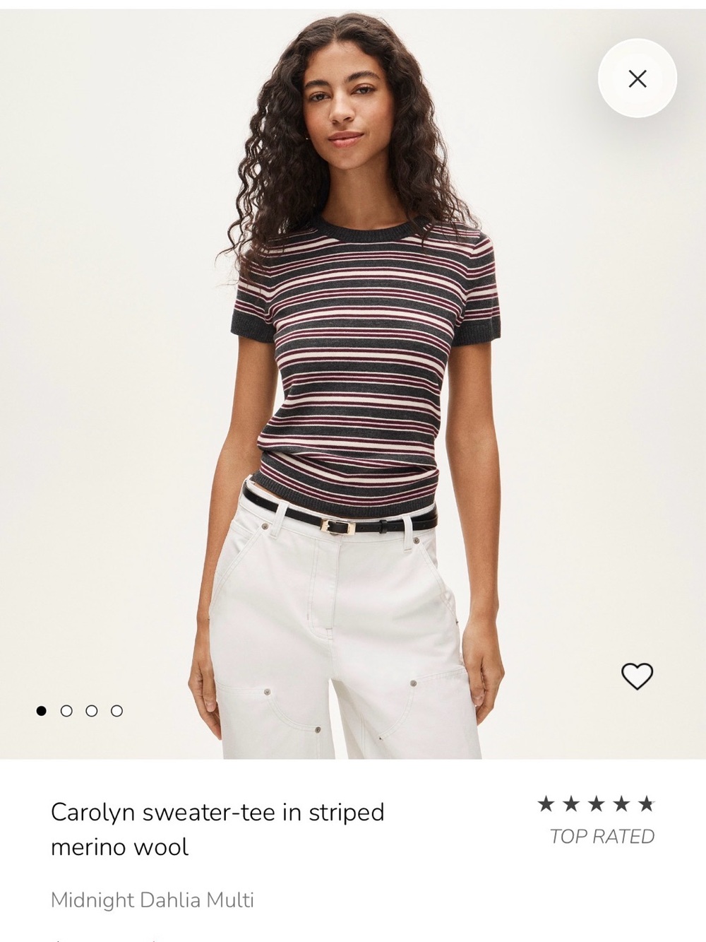 NWT J Crew Retail Carolyn Sweater Tee in Striped Merino Wool. Size XL